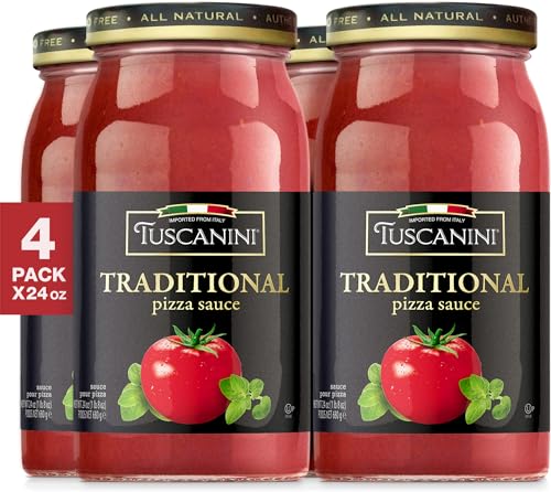 Tuscanini Traditional Italian Pizza Sauce 24.3oz (4 Pack) Vine Ripened, Non GMO, Product of Italy, Kosher