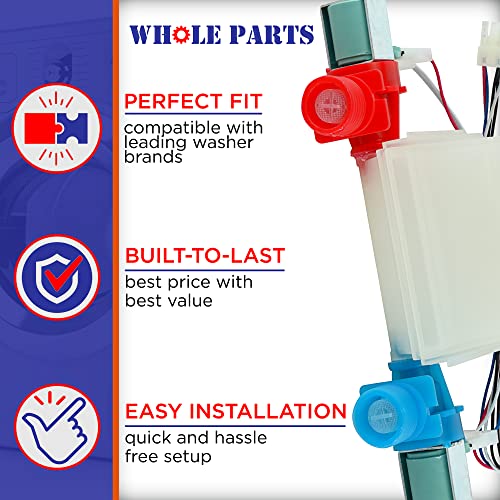 Whole Parts W10869800 Washer Water Inlet Valve - Replacement And Compatible With Some Whirlpool, Inglis And Maytag General Electric Washers - Non-Oem Appliance Parts & Accessories - 2 Yr Warranty #TOP3