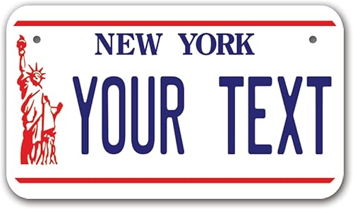 InkMyPlate - Mini placa de matrícula personalizada de estatua de Nueva York a elegir entre 50 estados Moto 7 x 4 placa de matrícula personalizada