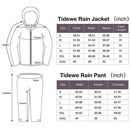 Tidewe Rain Suit, Waterproof Breathable Lightweight Rainwear (Gray Size L) #TOP5
