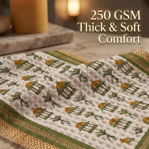 Image of Mafatlal Madhuban Soft & Absorbent Cotton Bath Towel (147x76 cm) | 250 GSM | Lightweight, Quick Dry, Floral Design
