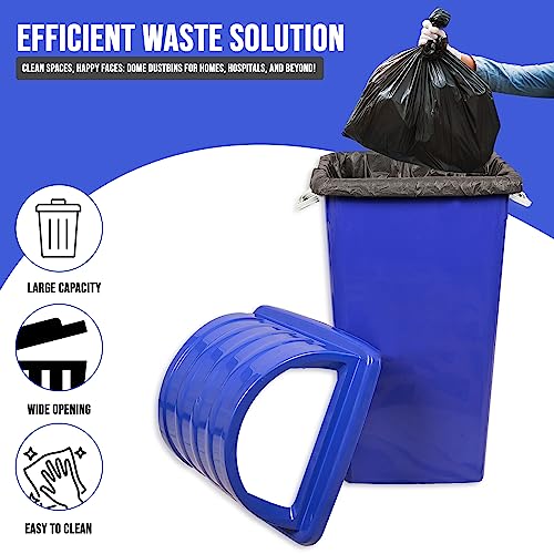 Image of Zureni 60 Litre Dome Bin Large Capacity Garbage Bucket Sturdy and Durable Trash Can Dustbin Ideal for Restaurant Office & Kitchen (Pack of 3, Blue)