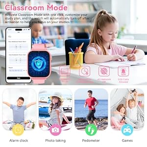 4G Kids Smart Watch Phone GPS, Smartwatch for Boys Girls Ages 4-12 Years with Video Call Chat Class Mode SOS Camera Alarm Games Parental App Touch Watch Gifts for Children (Includes SIM Card) Pink — photo 4 of 6