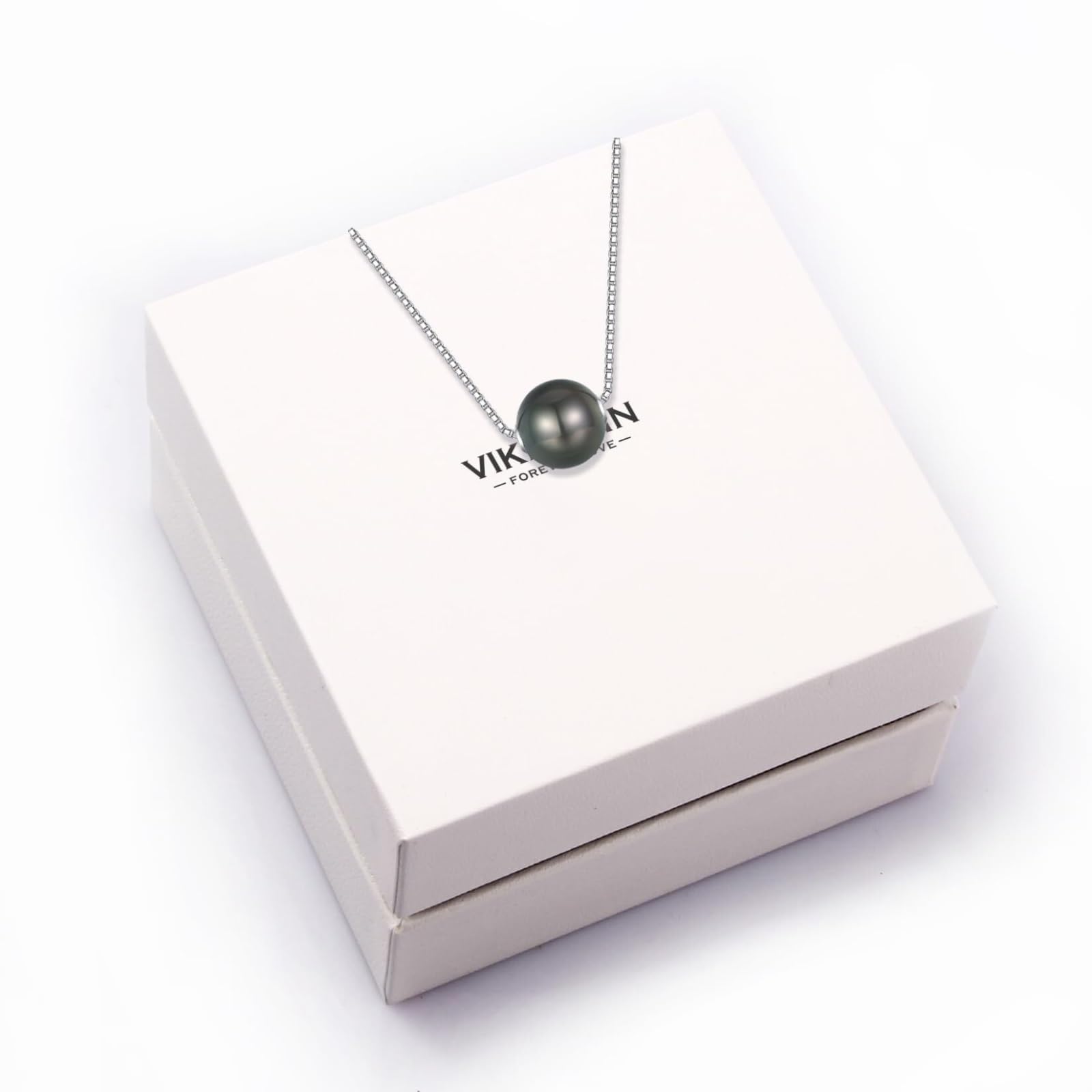 Perlenkette Perlen Kette Halskette Mit Schwarzen Tahiti-Perlen For Damen, Anhänger Mit Schwarzen Zuchtperlen Perlenschmuck