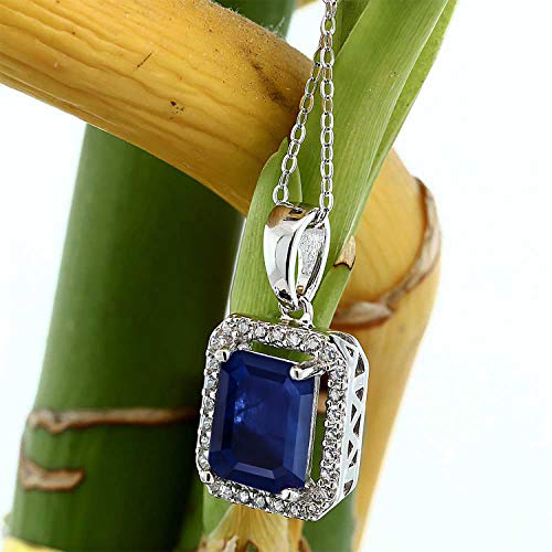 Gem Stone King 2-4 Cttw Halo Pendant Necklace for Women | 925 Sterling Silver | Gemstone Birthstone Halo Necklace | Emerald Cut 9X7MM | With 18 Inch Silver Chain4