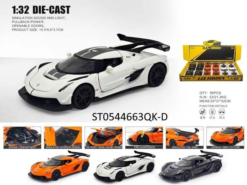 Image of VARIYA ENTERPRISE Exclusive Alloy Metal Pull Back Die-Cast Car Diecast Metal Pullback Toy Car with Openable 6 Doors,Light Music Boys Gifts Toys (1:32 Koenigseg Model Car -Multicolor)