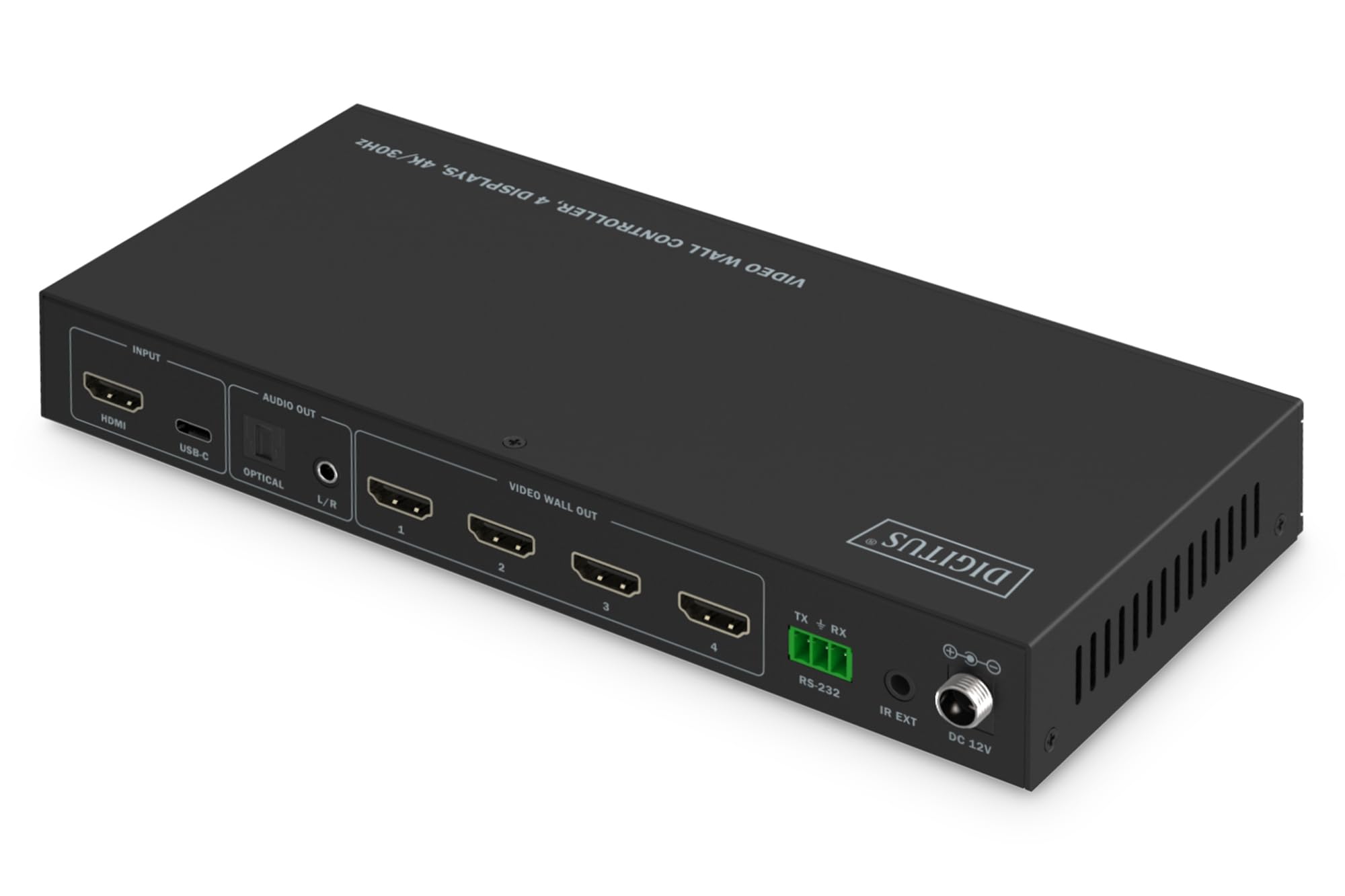 DIGITUS HDMI Video Wall Controller – Ausgang 4X HDMI UHD 4k 30Hz | Eingang HDMI / USB-C – 8 Display-Modi – mit Fernbedienung – Display-Modi 1x1, 2x1, 3x1, 4x1, 1x2, 1x3, 1x4, 2x2
