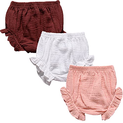 Image of 3PC Shorts Set Newborn Baby Girls Boys Pants Cotton Linen Blend Cute Floral Bloomers Triangle Shorts