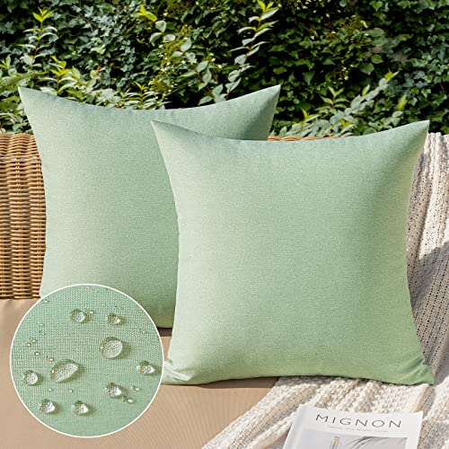 MIULEE Decorative Outdoor Pillow Covers Waterproof 18x18 Sage Green