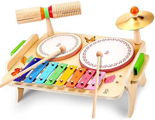 Musical Instrument Toys Kids Toys 4 Years Old 5 6 7 Toddler Xylophone Toys Drum 3+ Montessori Toys Wooden Baby Musical Gifts for Boys Girls Children Drum