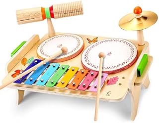 Musical Instrument Toys Kids Toys 4 Years Old 5 6 7 Toddler Xylophone Toys Drum 3+ Montessori Toys Wooden Baby Musical Gifts for Boys Girls Children Drum