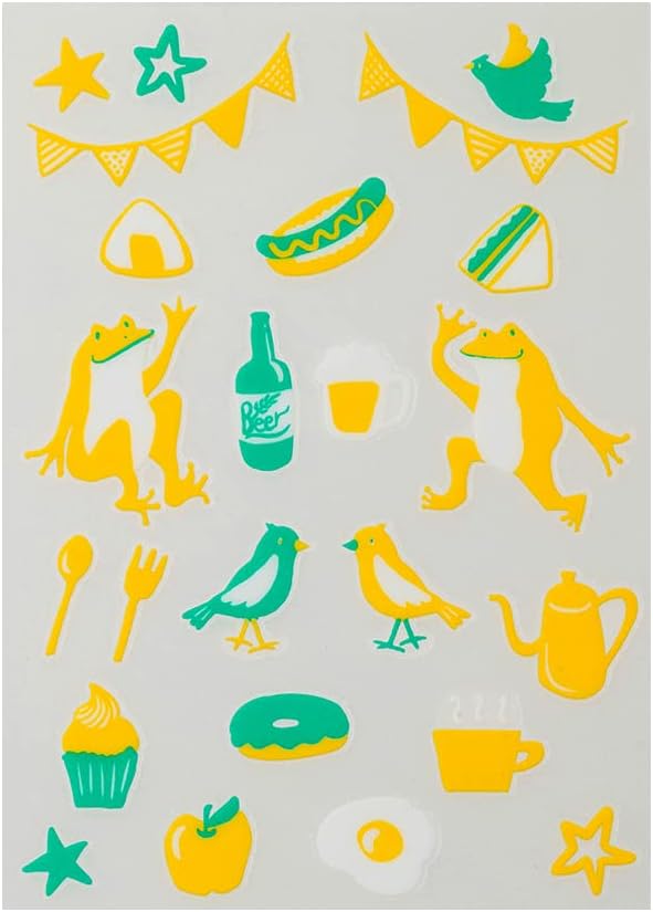 Irodo 90056 Picnic No Ironing Required, Fabric Decal, Leather, Synthetic Fiber, Handmade, Yellow Lime Green