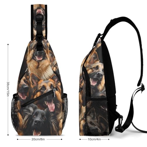 German Shepherd Dogs Crossbody Sling Bag Casual Chest Bag Daypack for Women Men Travel Sport Hiking Funny Print2