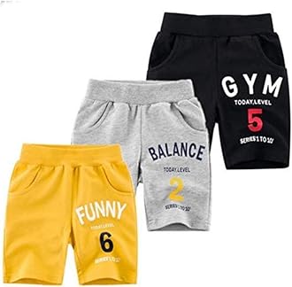 KYDA KIDS 100% Cotton Kids Shorts for Boys & Girls - Regular Fit Casual Short for Unisex, Multicolor - Pack of 3