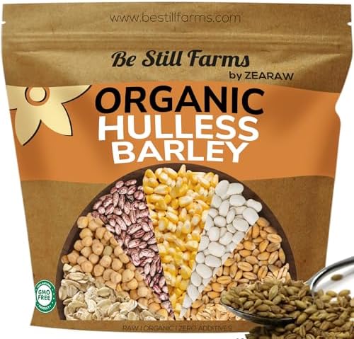 Organic Hulless Barley Grain 4.8lb - Quick Cook Bulk Whole Groat Seed