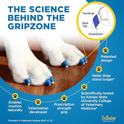Dr. Buzby's Große Zehengriffe für Hunde – sofortige Traktion – rutschfeste Entlastung – Greifer für ältere Hunde – stoppen Sie das Rutschen – Gumminägel für Pfoten