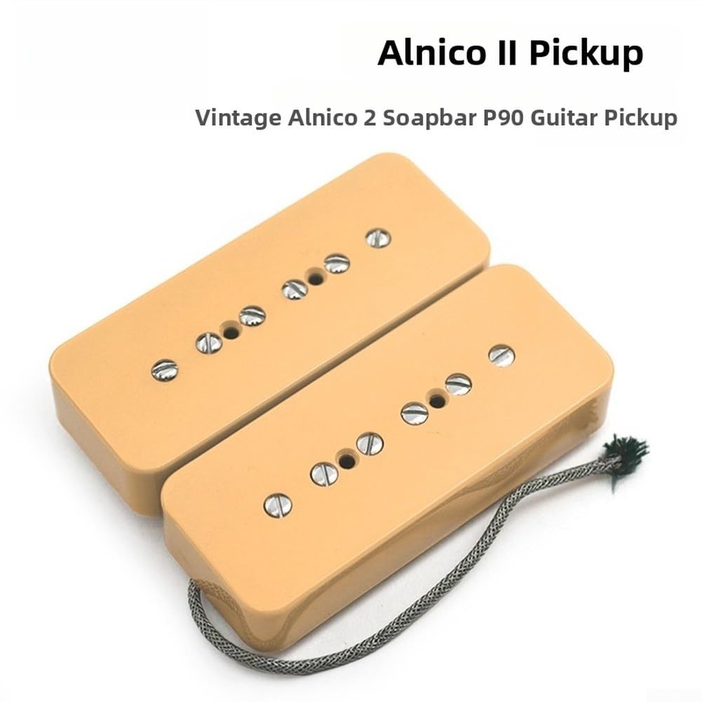 Alnico 2 P90 przetwornik do gitary elektrycznej, mostek, szyja, czarny, biały, ciepłe odcienie (czarny kołnierz gitarowy)