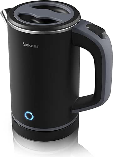 Sekaer Small Electric Tea Kettle Stainless Steel 0.8L Portable Travel