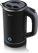 Sekaer Small Electric Tea Kettle Stainless Steel 0.8L Portable Travel Hot Water Boiler, Mini Electric Coffee Kettle with A...