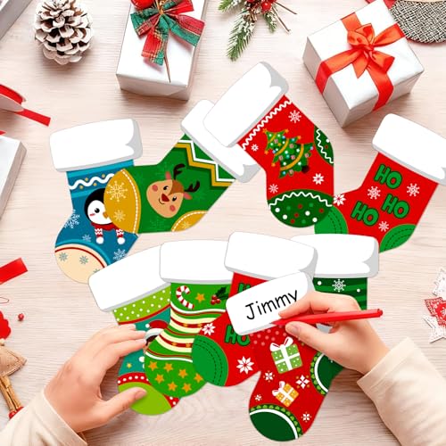 Image of SICOHOME Christmas Cut-Outs for Classroom 4 inchx6 inch Assorted Xmas Stocking Cut-Outs with Glue Point Dots for Winter Bulletin Board Classroom School Party Paper Christmas Decorations