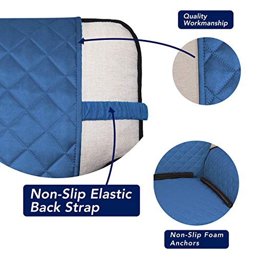 Image of PureFit Reversible Quilted Sofa Cover, Water Resistant Slipcover Furniture Protector, Washable Couch Cover with Non Slip Foam and Elastic Straps for Kids, Dogs, Pets (Loveseat, Blue /Ivory)