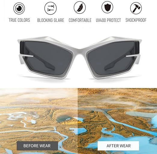 Image of Roshfort Sports Non Polorized Sunglasses UV Protection Sunglass for Men & Women Cycling Running Driving Fishing Multi Shade Glasses ITALIC (Size -Medium)