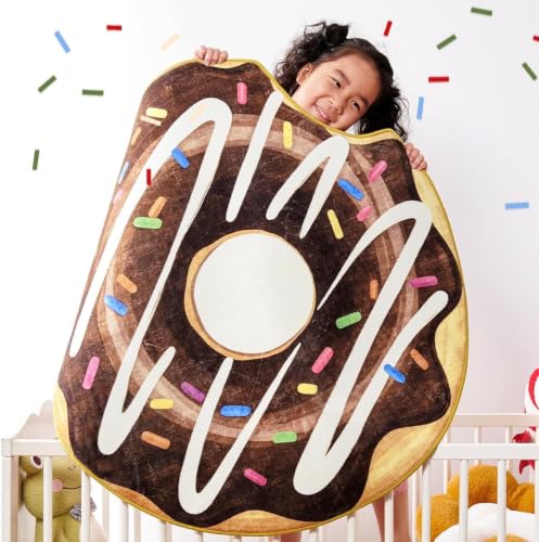jinchan 5ft Round Rug Cute Chocolate Donut Fun Rug Washable Playroom Mat