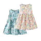 [sunkids] 2枚セット キッズ ワンピース 女の子 夏 綿100% ノースリーブ 子供服 涼しい 通気性 かわいい 通園 通学 普段着 お出かけ 100-130cm (JP, 数字サイズ, 130, Bタイプ)