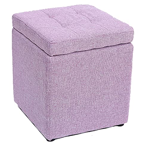 Pouf en bois rangement coffre tabouret repose-pieds cube antidérapant - 2