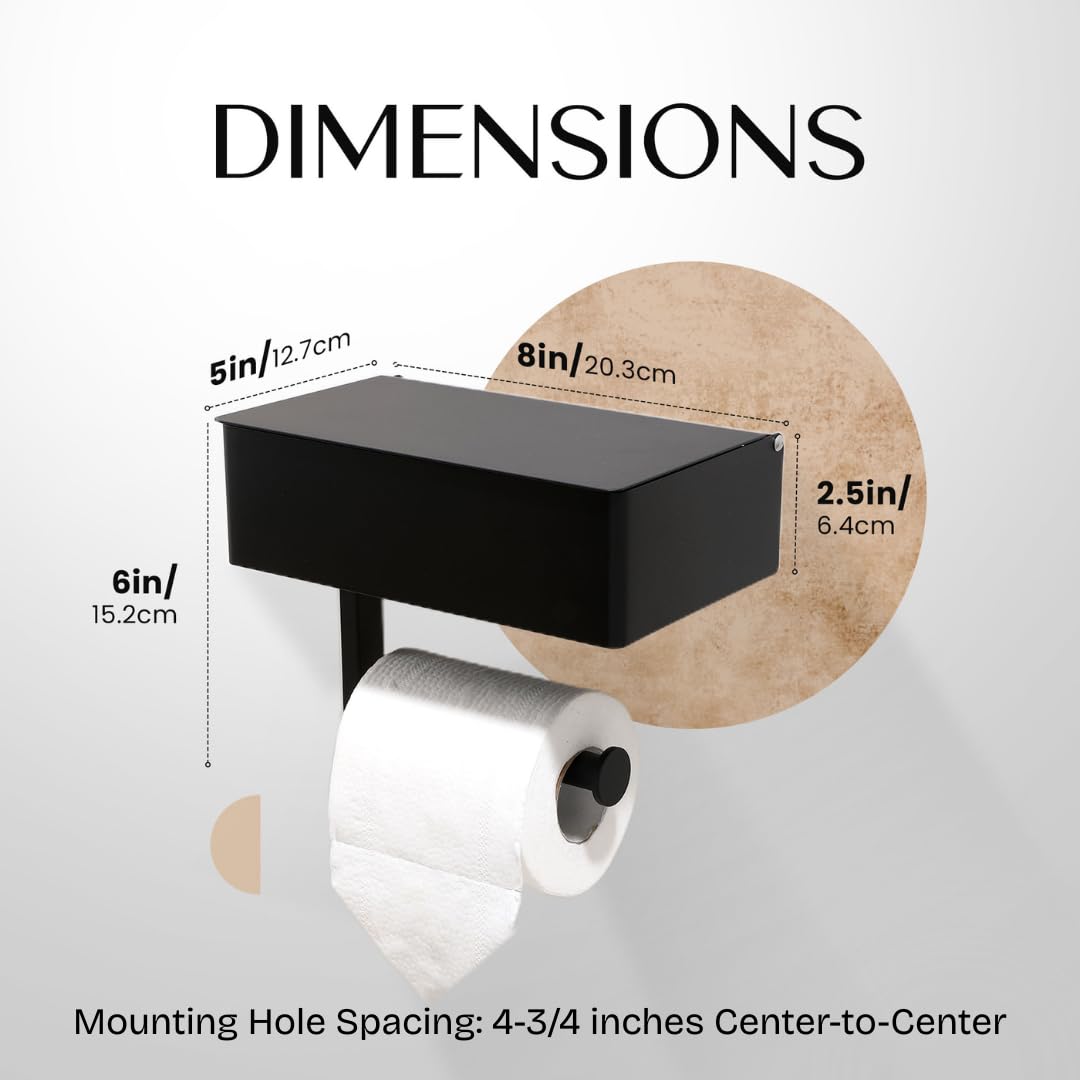Day Moon Designs Soporte para Papel higiénico con Estante, dispensador de toallitas Desechables y Almacenamiento para Cualquier baño, Mantiene Tus toallitas húmedas Ocultas, Organizador de baño de