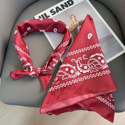 Red Bandanas in Soft Polyester for Men Women Bandana Paisley Scarf Neckerchief Bulk or Single Gift Pack3