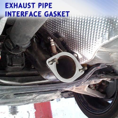 Image of 2PCS Car Exhaust Gasket, Engine Exhaust Gasket, Standard Exhaust Manifold Gaskets, Reinforced High Temperature Flange Gaskets Car Accessories Universal Fit Most Vehicles