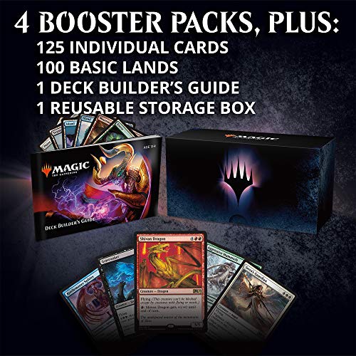 Magic The Gathering Wizards of The Coast Core Set 2019 Deck Builders Toolkit (4 Booster Pack , 125 Cards , Accessories)