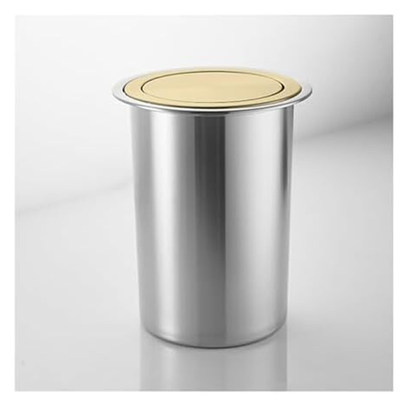 Built-in Countertop Trash Bin Lid， Countertop Recessed Trash Can with Swing Lid, Hidden Built-In Bin(Titanium)