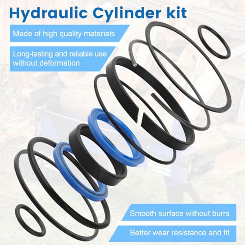 Image of Hydraulic Log Splitter Cylinder Rebuild Seal Kit for 4.5 inch Bore x 1.75 inch Rod Cylinder, Replace for Huskee Log Splitter Parts Hydraulic Cylinder Rebuild Kit (Pack of 11)