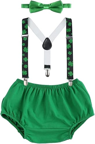 IBTOM CASTLE Conjunto de ropa con tirantes para el primer día de San Patricio Pascua conejito de Pascua smash Bloomers