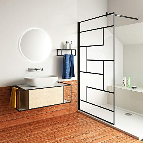 Aica Sanitär 80x200cm Walk in Duschwand 8mm NANO Glas Dusche Duschabtrennung Schwarz