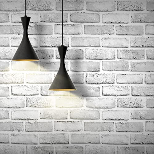 Shackcom Papier Peint Vintage Autocollant Mural Effet Brique Blanc et Gris Rouleau de Papier Décoratif Imitation Pierre Auto-Adhésif Imperméable 44.5x1000cm pour...