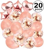 Large Rose Gold Balloons Decorations - 18 Inch Confetti Latex Pack 20 Filled Metallic Great Love | Bridal Baby Shower, Birthday, Wedding, Engagement, Prom, Graduation Supplies, Bachelorette, Sweet 16