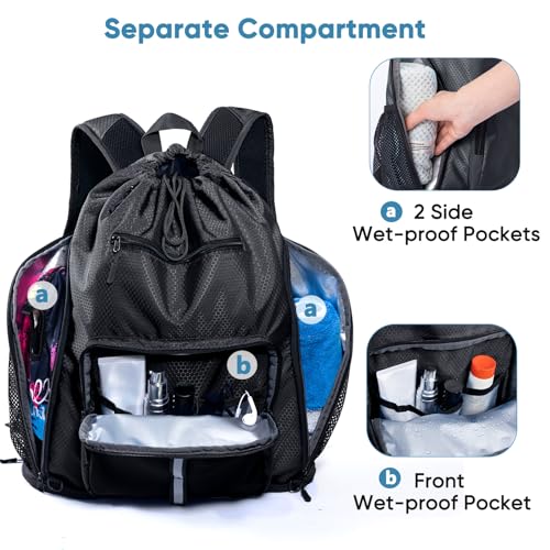 VIGEGARI Large Beach Backpack Waterproof Sandproof - Customized Oversized Drawstring Pool Bag with Shoe Compartment for Toiletries, Towels, Gym, Travel by VIGEGARI - Used condition - Image 4