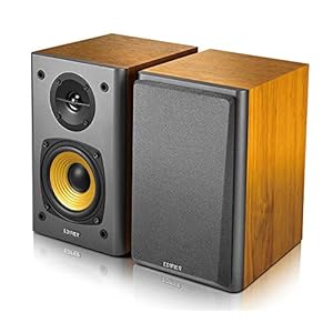 Edifier R1000T4 Active 2.0 Powered Bookshelf Speaker System For TV, PC, Laptop, Computer – 24W Total Power Output – 4″ Bass Driver – Brown
