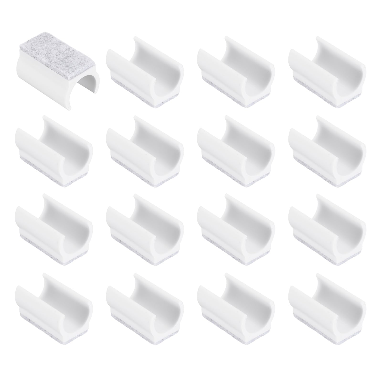 sourcing map 16 Pcs Rectangle U Shaped Chair Leg Caps with Felt Pads, Fit 22mm Dia Tubular Legs, Slide Smoothly Furniture Feet Protectors No Scratches No Noise for Hardwood Floors, White