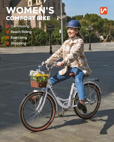 VIRIBUS Womens Cruiser Bike, 7 Speed Beach Cruiser Bike for
