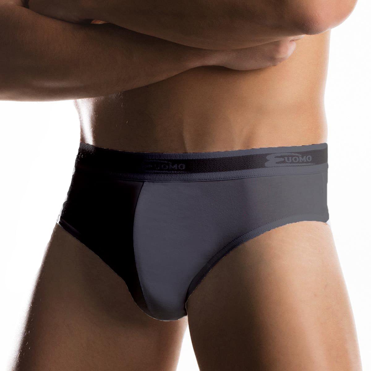 Bawełna 6 Sztuk Slip Mężczyźni Inne 2383 z gumką zewnętrzną, Czarny, XXL
