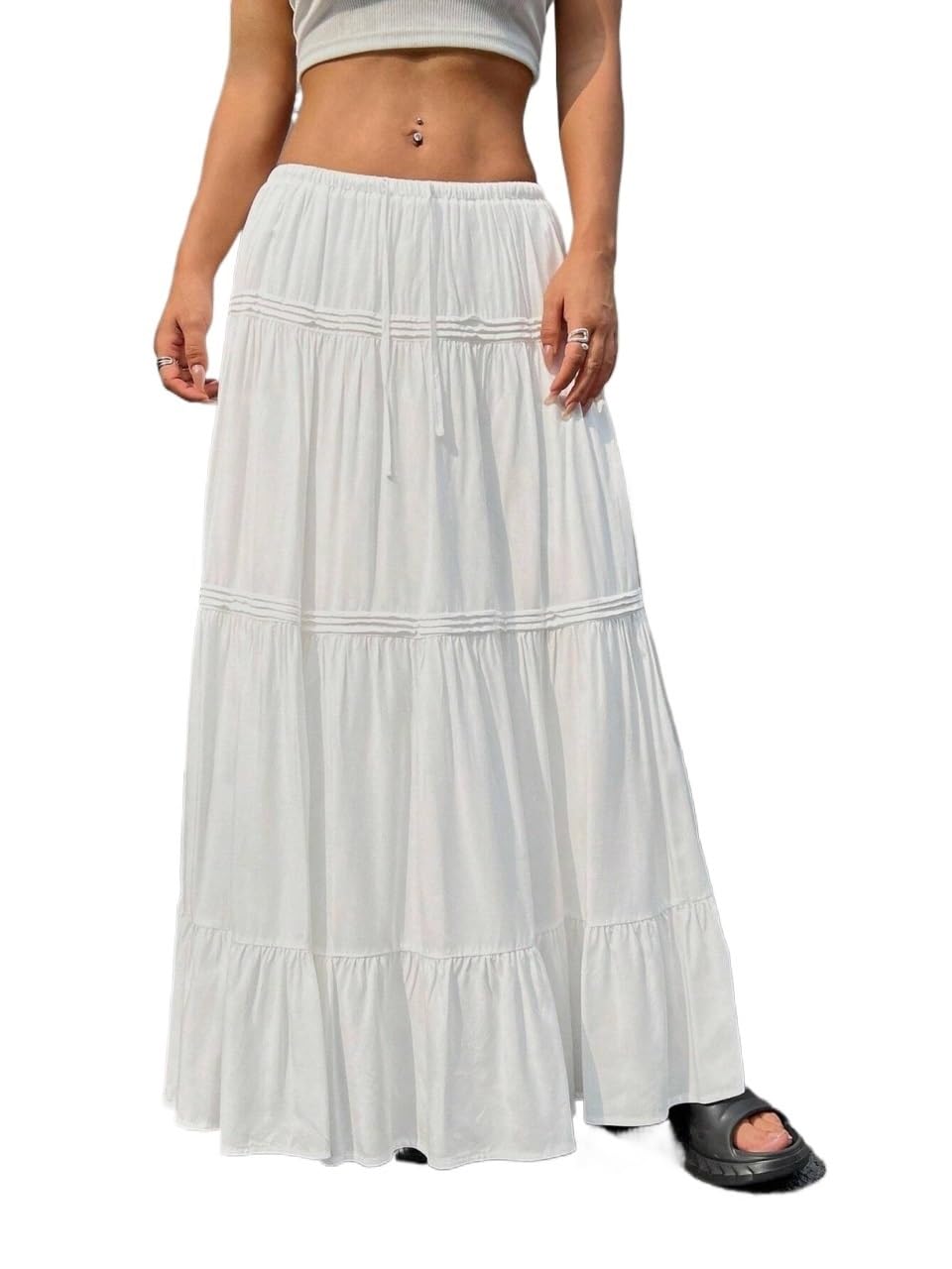 Womens Trendy Elegant Skirt Low Waist Ruffle Hem Skirt