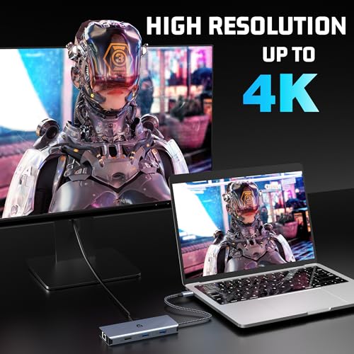Station d'accueil double écran hub USB C HDMI multiport 8 en 1 pour MacBook Pro - 2