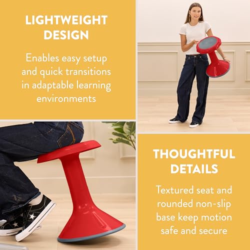 Image of Back2School Express Wobble Sensory Stool for Classroom - 18 inch Active Flexible Seating Chair for Kids, 220lb Capacity, GREENGUARD Gold Certified, Red