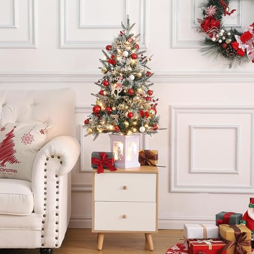 Litake クリスマスツリー 90cm 松ぼっくり 雪だるま LEDイルミネーションライト付き QA032 の商品画像 7