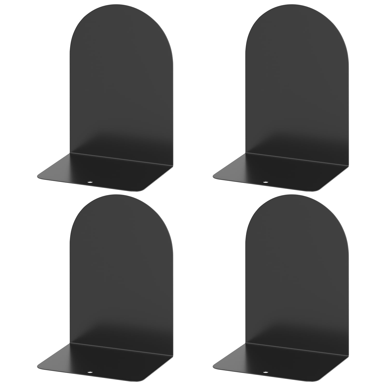 ALOTCHE Bookends 2 Pairs, Metal Round Bookends for Shelves, Book Ends for Desk, Book End to Hold Books, Book Stopper, Black Bookend for Home Office