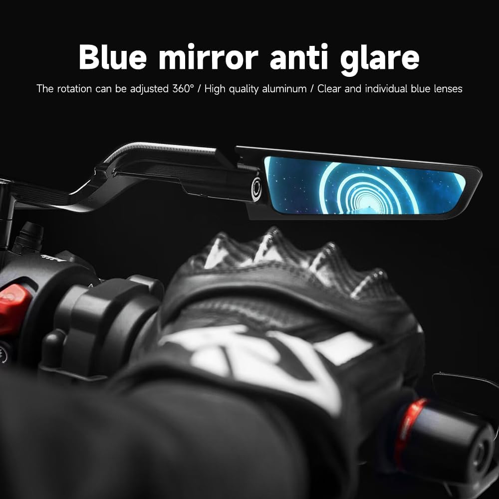 Motorcycle Rearview Mirrors Fit for BMW M1000RR 2020-2024, CNC Aluminum 360° Adjustable Rotating Side View Mirror Anti-Glare Stealth Winglet Mirror Kit Accessories for BMW m1000rr